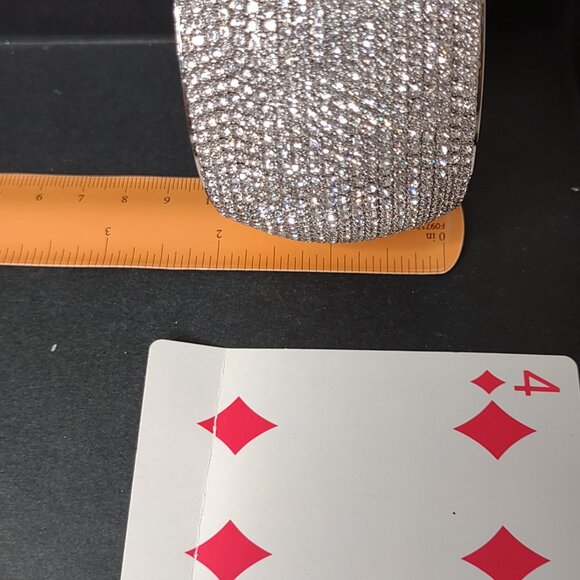 Very Nice Vintage Chunky Wide 8 Inch Rhinestone Bangle Bracelet - Picture 7 of 7